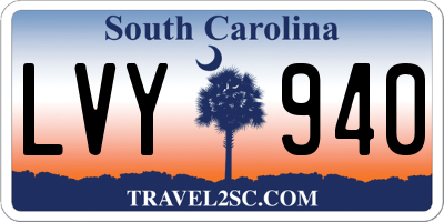 SC license plate LVY940