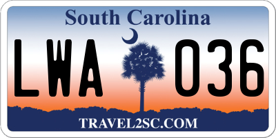 SC license plate LWA036
