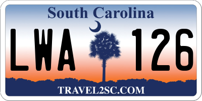 SC license plate LWA126