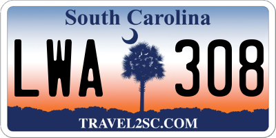 SC license plate LWA308