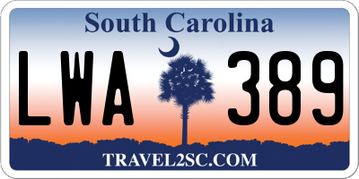 SC license plate LWA389