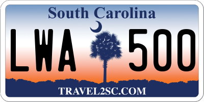 SC license plate LWA500
