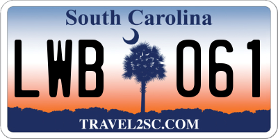 SC license plate LWB061