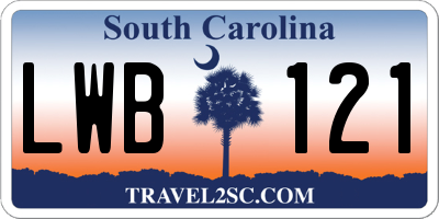 SC license plate LWB121