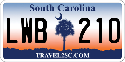 SC license plate LWB210