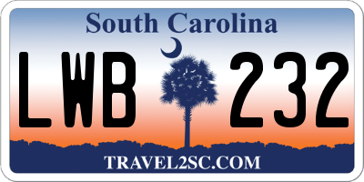 SC license plate LWB232