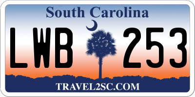 SC license plate LWB253