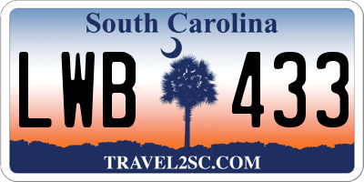 SC license plate LWB433