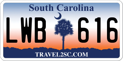 SC license plate LWB616