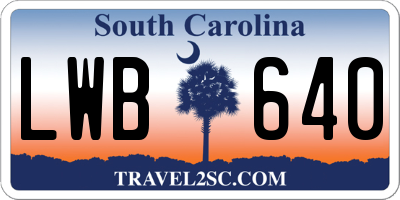 SC license plate LWB640