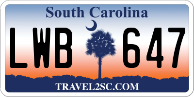 SC license plate LWB647
