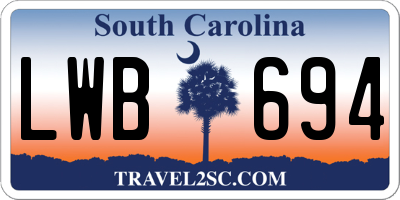 SC license plate LWB694