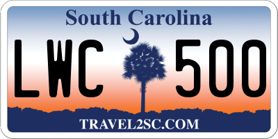 SC license plate LWC500