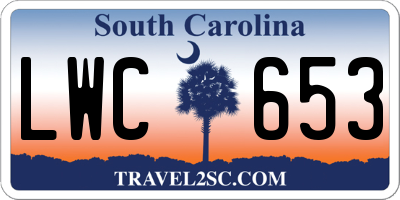 SC license plate LWC653