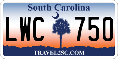 SC license plate LWC750