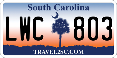 SC license plate LWC803