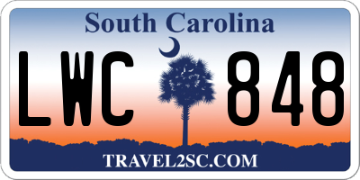 SC license plate LWC848