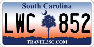 SC license plate LWC852
