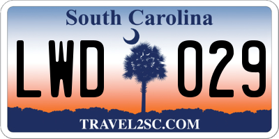 SC license plate LWD029