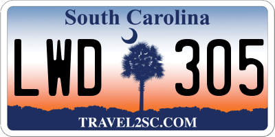 SC license plate LWD305
