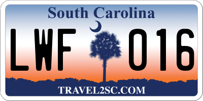 SC license plate LWF016
