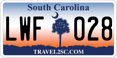 SC license plate LWF028