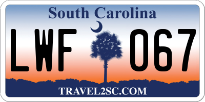 SC license plate LWF067