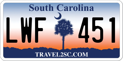 SC license plate LWF451