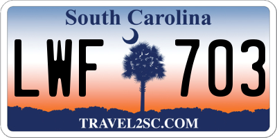 SC license plate LWF703