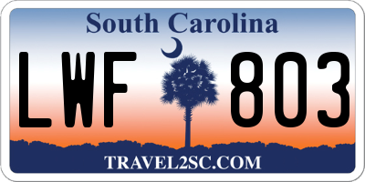 SC license plate LWF803