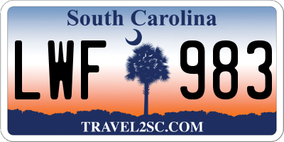 SC license plate LWF983