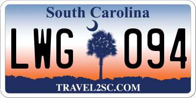 SC license plate LWG094