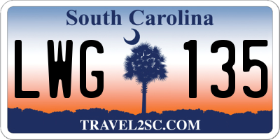 SC license plate LWG135