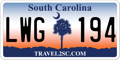 SC license plate LWG194