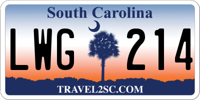 SC license plate LWG214