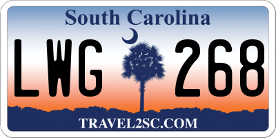 SC license plate LWG268