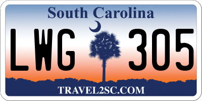 SC license plate LWG305