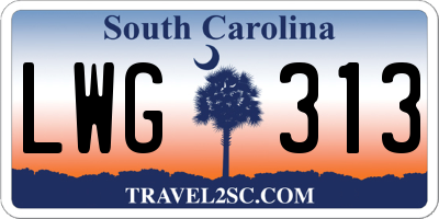 SC license plate LWG313