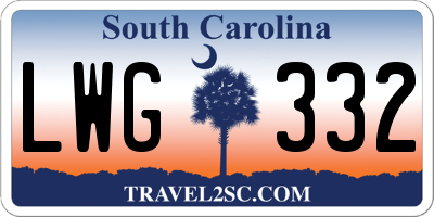 SC license plate LWG332