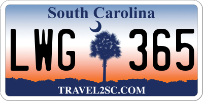 SC license plate LWG365