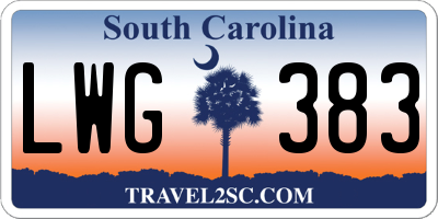 SC license plate LWG383