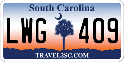 SC license plate LWG409