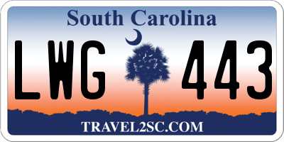 SC license plate LWG443