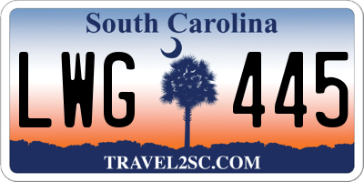 SC license plate LWG445