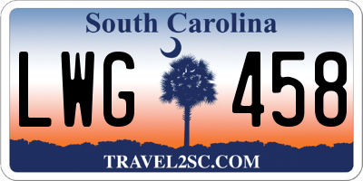 SC license plate LWG458