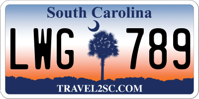 SC license plate LWG789