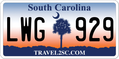 SC license plate LWG929