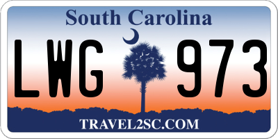 SC license plate LWG973