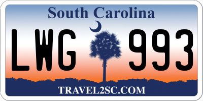 SC license plate LWG993