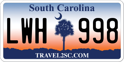 SC license plate LWH998